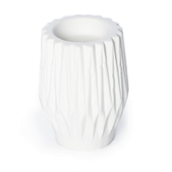 Biały świecznik ceramiczny Simla Geometric, wys. 10 cm