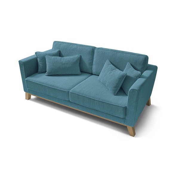 Turkusowa sztruksowa sofa 186 cm – Bobochic Paris-image-4