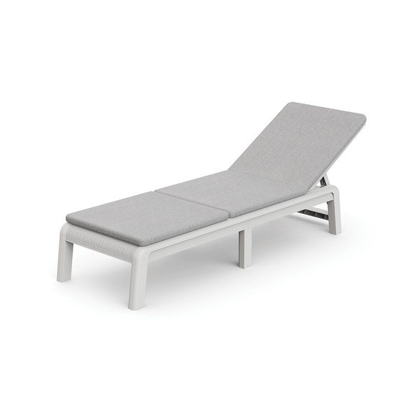 Jasnoszary plastikowy/tapicerowany regulowany składany leżak ogrodowy Atlas – Keter