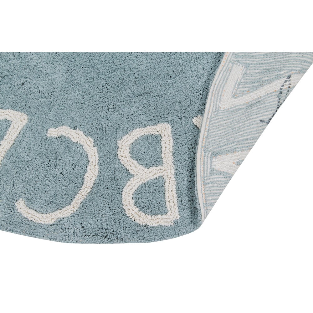 Jasnoniebieski bawełniany dywan dziecięcy tkany ręcznie odpowiedni do prania ø150 cm ABC Vintage Blue – Lorena Canals (zdjęcie 3)