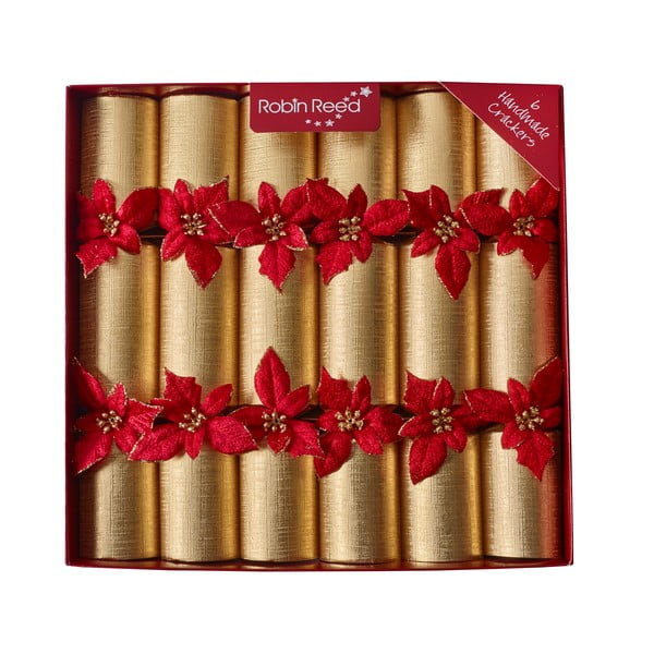 Crackery świąteczne zestaw 6 szt. Glitter Poinsettia – Robin Reed