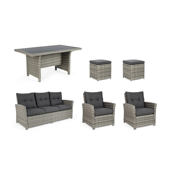 Szary zestaw mebli ogrodowych z imitacji rattanu dla 6 osób Ariel   – Bizzotto-image-4