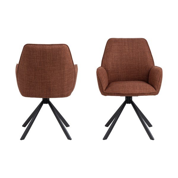 Ceglaste tapicerowane fotele jadalniane zestaw z podłokietnikami 2 szt. Glenda – Actona-image-2