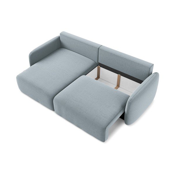 Niebieski aksamitny rozkładany/ze schowkiem narożnik (lewostronny/z szezlongiem) Kalena – Makamii-image-4