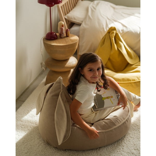 Beżowy aksamitny dziecięcy worek do siedzenia Bunny – Wigiwama-image-3