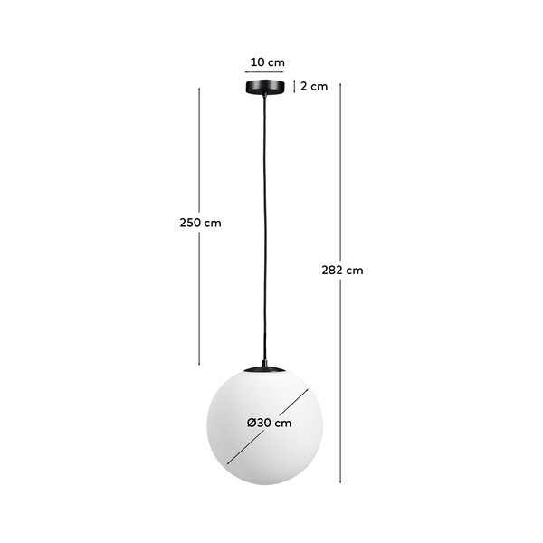 Biała/czarna metalowa lampa wisząca ze szklanym kloszem ø 30 cm Brisia – Kave Home-image-3