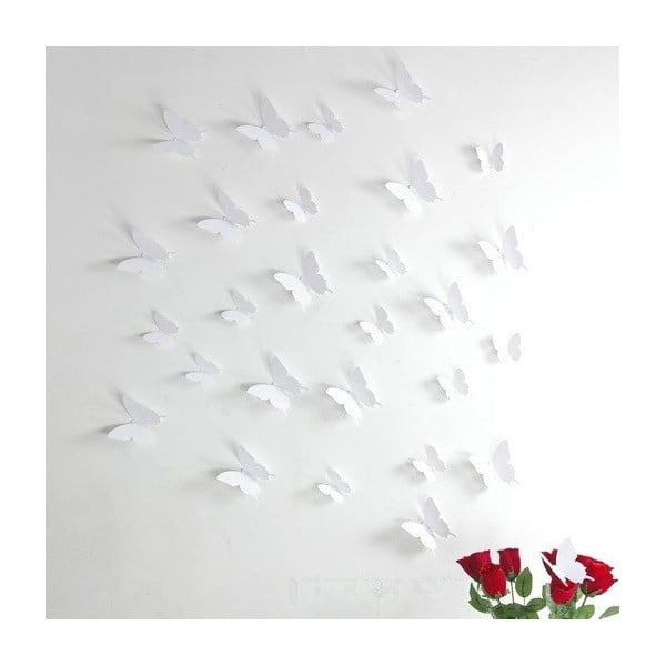 Zestaw 12 białych naklejek 3D Ambiance Butterflies