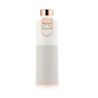 Szaro-biała butelka ze szkła borokszemowego z pokrowcem ze sztucznej skóry Equa Mismatch Sage, 750 ml