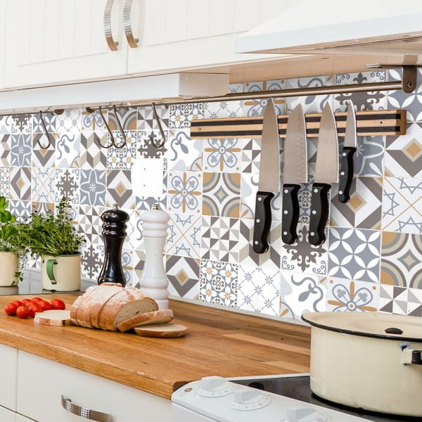 Zestaw 60 naklejek ściennych Ambiance Cement Tiles Liliania, 15x15 cm-image-1