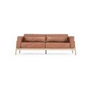 Karmelowa sofa z bawolej skóry z konstrukcją z litego drewna dębowego Gazzda Fawn, 210 cm