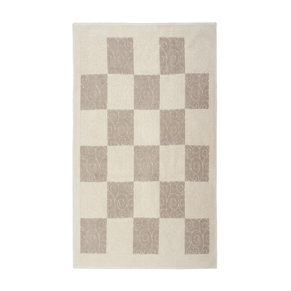 Kremowy dywan bawełniany Floorist Check, 100x200 cm