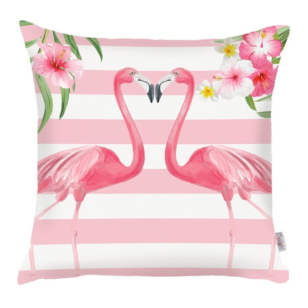 Różowa poszewka na poduszkę Mike & Co. NEW YORK Lovely Flamingos, 43x43 cm
