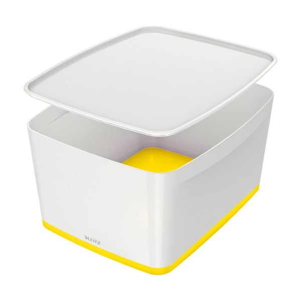 Biało-żółty pojemnik z pokrywką MyBox – Leitz
