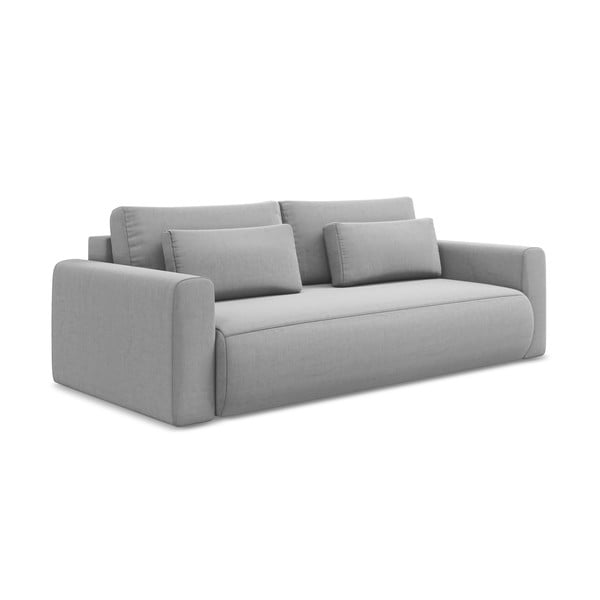 Jasnoszara aksamitna rozkładana/ze schowkiem sofa 238 cm Kapua – Makamii-image-1