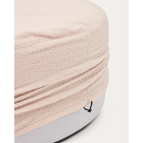 Jasnoróżowy puf z materiału bouclé Kaeli – Kave Home-image-2