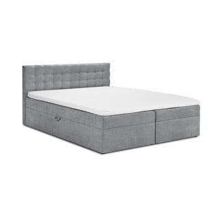 Szare łóżko boxspring ze schowkiem 200x200 cm Jade – Mazzini Beds