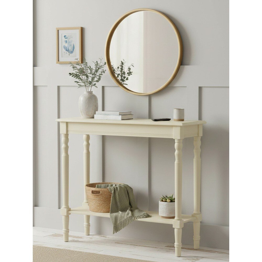 Konsola z litego drewna sosnowego w kolorze kości słoniowej 30x80 cm Heritage – Premier Housewares (zdjęcie 3)