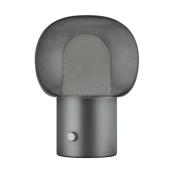 Antracytowa aluminiowa lampa stołowa LED ze szklanym kloszem (wysokość 32 cm) Iris – Blomus