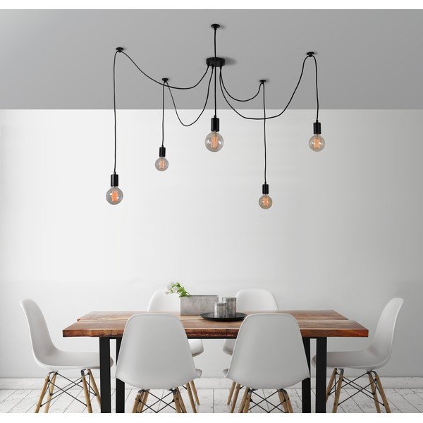 Lampa wisząca Spider, pięć żarówek, czarna -image-2