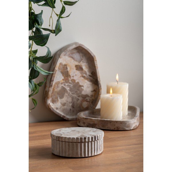 Jasnobrązowy kamienny pojemnik dekoracyjny ø 15x6 cm Marble – PT LIVING-image-1