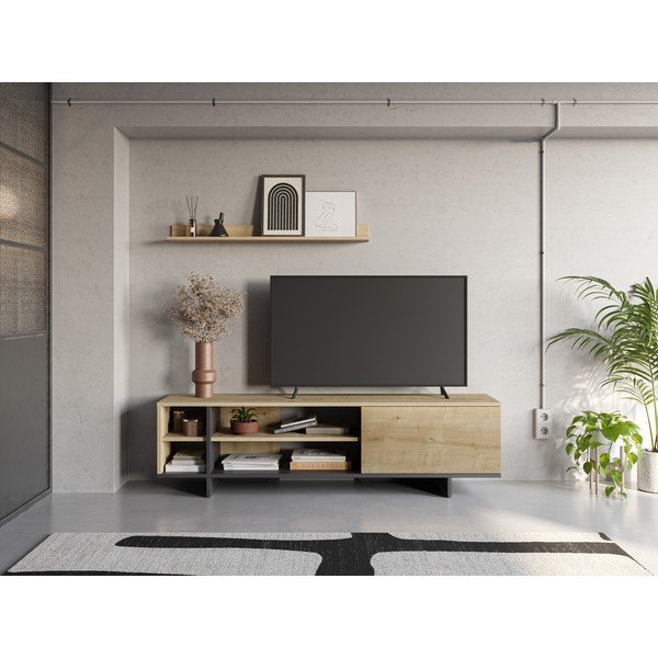Szafka pod TV w dekorze dębu 160x44 cm Cequoia – Marckeric-image-1