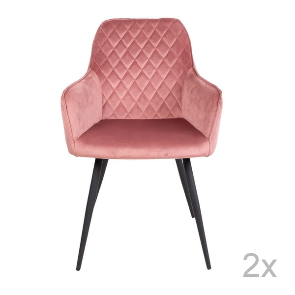 Zestaw 2 różowych krzeseł do jadalni z obiciem z aksamitu House Nordic Harbo