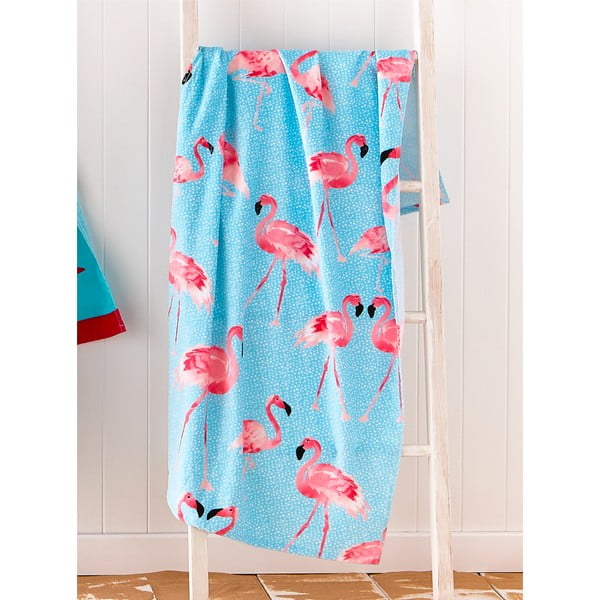 Niebiesko-różowy ręcznik plażowy 160x76 cm Flamingo – Catherine Lansfield