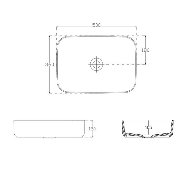 Biała umywalka ceramiczna Sapho Infinity Rectangle, 50x36 cm-image-3