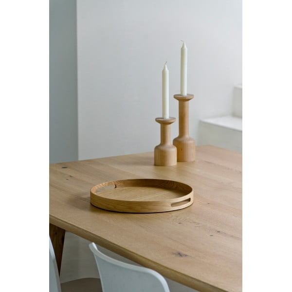 Okrągła drewniana taca Wireworks Busboy Oak, ø 30,8 cm-image-1