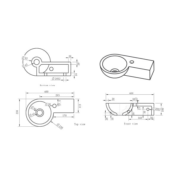 Czarna kamienna umywalka 40x23 cm Blok – Sapho-image-4
