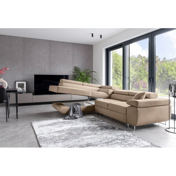 Beżowy rozkładany/ze schowkiem narożnik (lewostronny/w kształcie litery L) Anton – ELTAP-image-4