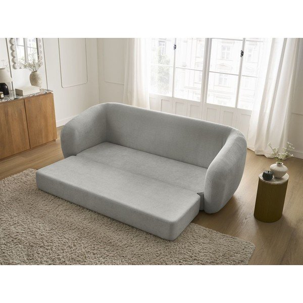 Jasnoszara rozkładana sofa z tkaniny szenilowej 228 cm Neyo – Bobochic Paris-image-1