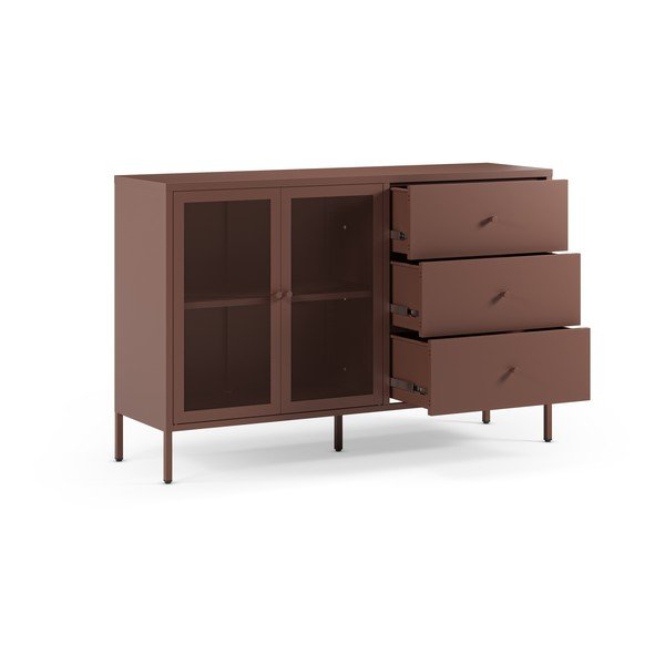 Bordowa metalowa komoda 140x90x40 cm Fayna – Marckeric-image-1