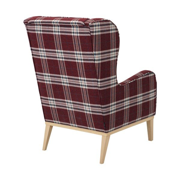 Czerwony fotel uszak w kratkę Max Winzer Angelo-image-4