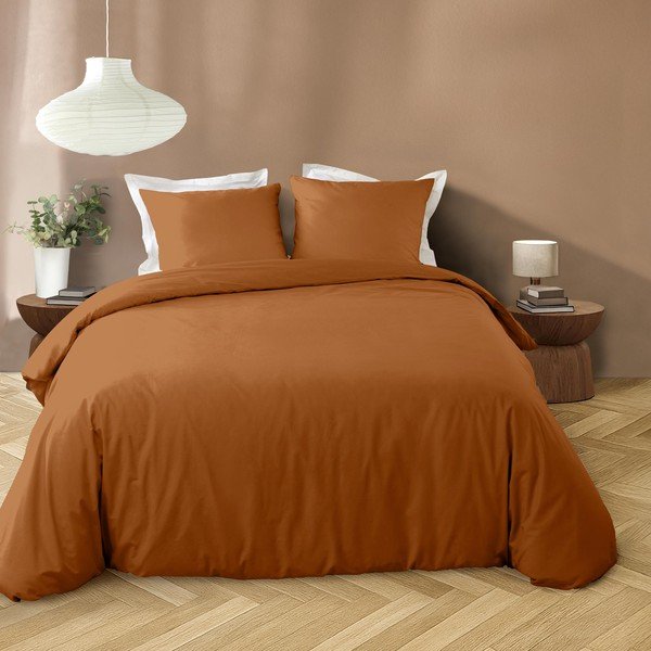 Pościel dwuosobowa z mikrowłókna 3-częściowa w kolorze terakoty 240x220 cm Liam – douceur d'intérieur