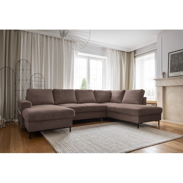 Brązowy sztruksowy rozkładany narożnik (prawostronny) Lofty Lilly – Miuform-image-3