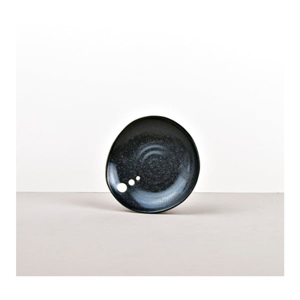 Czarny talerz z ceramiki Made In Japan White Dot, ⌀ 12 cm