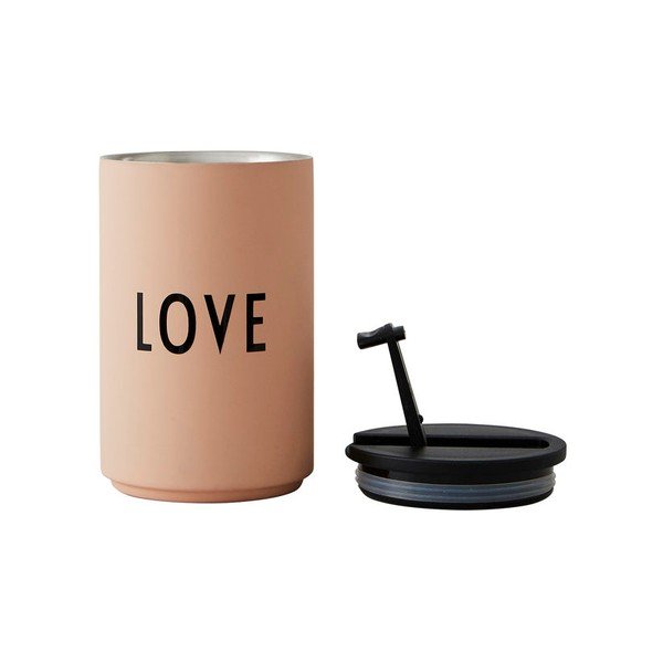Pomarańczowy/beżowy kubek termiczny 350 ml Love – Design Letters-image-2