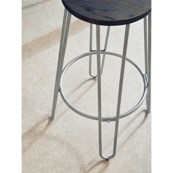 Hoker z litego drewna wiązu w kolorze srebra/w naturalnym kolorze (wysokość siedziska 75 cm) District – Premier Housewares-image-3