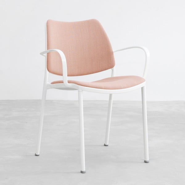 Krzesło Gas, różowe, białe nogi