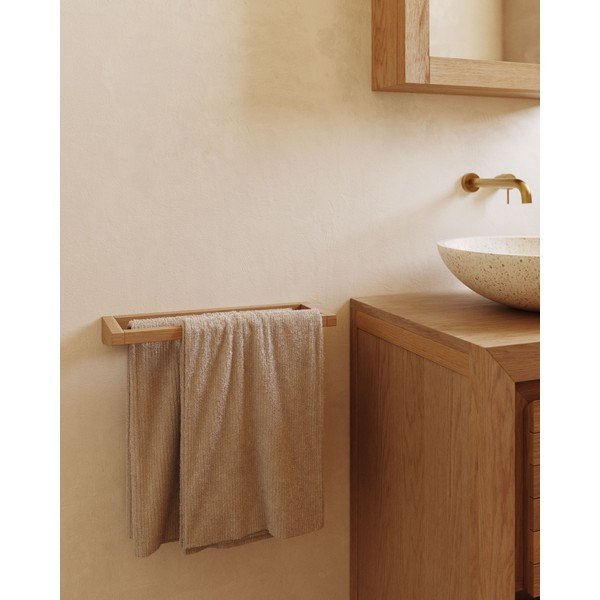 Drewniany wieszak na ręczniki w naturalnym kolorze Vedel – Kave Home-image-1