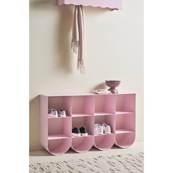 Różowy stalowy wiszący regał na buty 120x70x30 cm Waway – Jotex-image-1