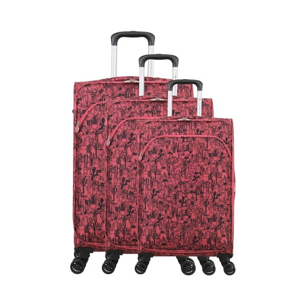 Zestaw 3 różowych walizek z 4 kółkami Lulucastagnette Casandra