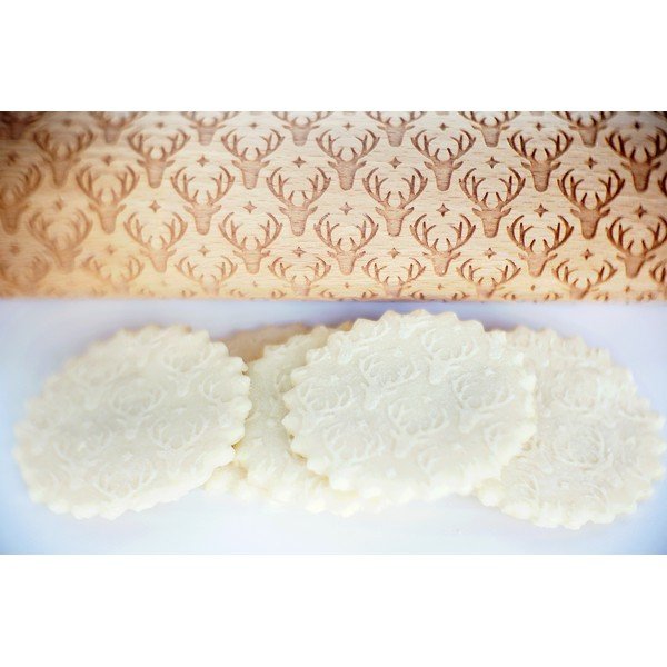 Drewniany grawerowany świąteczny wałek do ciasta Valek Reindeer-image-4