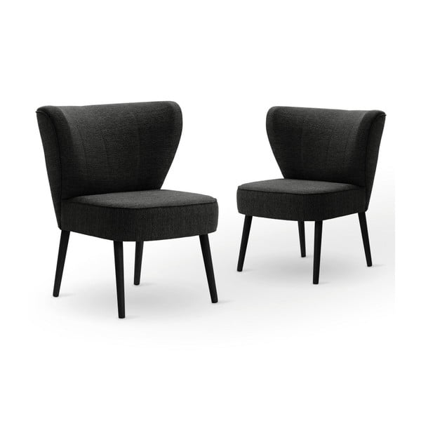 Zestaw 2 czarnych foteli z czarnymi nogami My Pop Design Adami