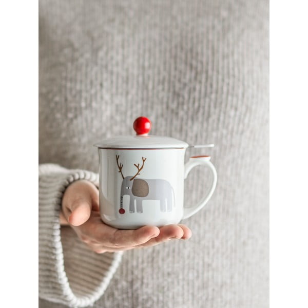 Kremowy kamionkowy kubek z sitkiem ze świątecznym motywem 300 ml Valentin – Bloomingville-image-2