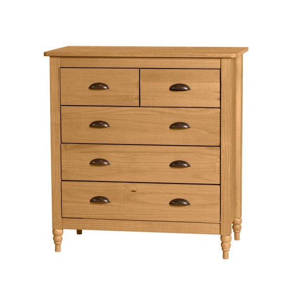 Komoda z 5 szufladami z litego drewna sosnowego Marckeric Mia, 79x83 cm-image-2