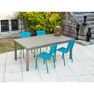 Niebiesko-brązowy aluminiowy zestaw mebli ogrodowych dla 4 osób Typon − Ezeis