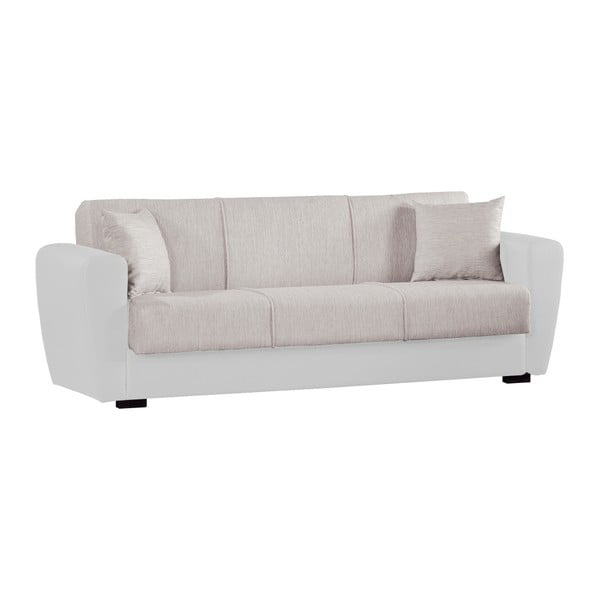 Biało-kremowa trzyosobowa sofa rozkładana ze schowkiem Esidra Comfort