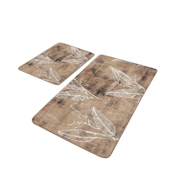 Brązowe aksamitne dywaniki łazienkowe zestaw 2 szt. 60x100 cm – Mila Home